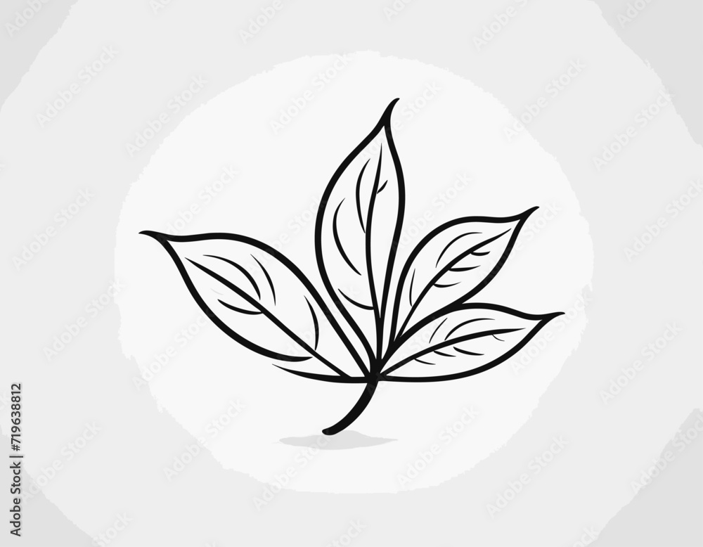 Hand drawn herbal, floral clipart. One line doodle vector Hand drawn herbal, floral clipart. One line doodle vector