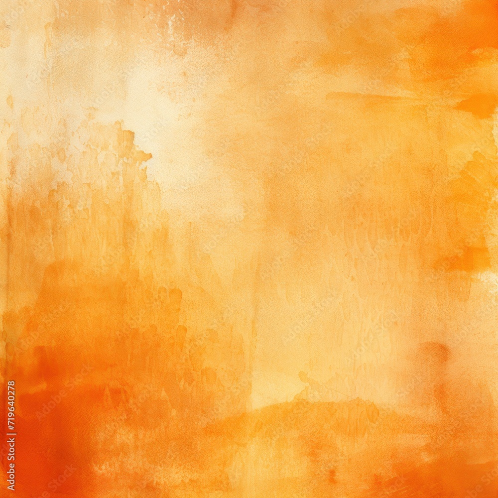 Orange watercolor abstract painted background on vintage paper background