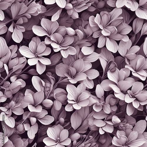Close-Up of Vibrant Purple Flowers in Seamless Pattern. Generative AI.