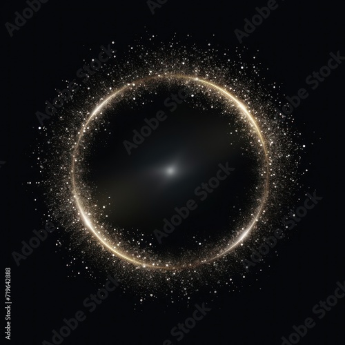 Pearl starlight glitter circle of light shine sparkles and silver mist spark particles in circle frame