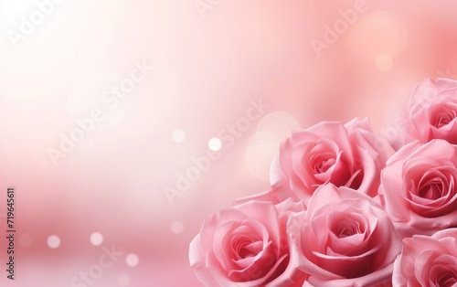 Bouquet of Pink Roses on Pink Background