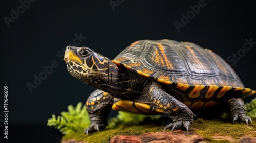 European pond turtle isolated on a clean white background,