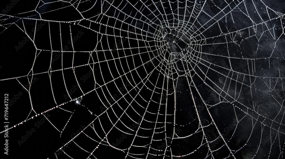 Enchanting Intricacies: A Glimpse into the World of Cobwebs on a Mysterious Black Canvas