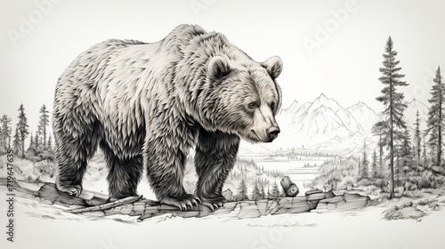 black bear lies isolated on white background photo