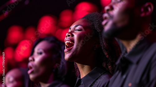 A gospel music concert featuring renowned choirs and vocalists performing soul-stirring anthems and spirituals, with uplifting melodies and harmonies that celebrate faith, resilien photo