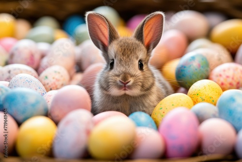 Vibrant Easter Bunny with Colorful Eggs: A Delightful Spring Scene © Arnolt