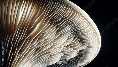 Close-up of mushroom gills photo
