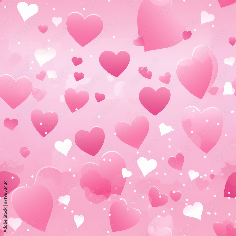 Abundance of Pink Hearts Floating in the Air