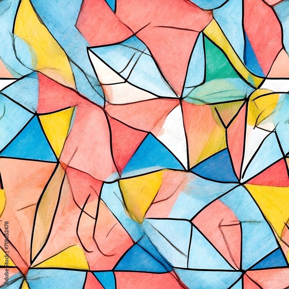 Fototapeta premium Vibrant Painting With Colorful Shapes and Lines. Generative AI.