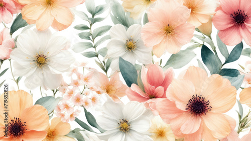 Bouquet of colorful watercolor flowers. Wedding card design. Generative ai © designermetin