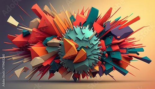 Kaleidoscopic Detonation: Artistic Explosion in VRay Trace - Generative AI Fusion