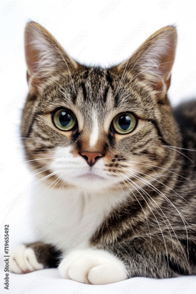 Close-Up of White Background Cat Close-Up of White Background Cat