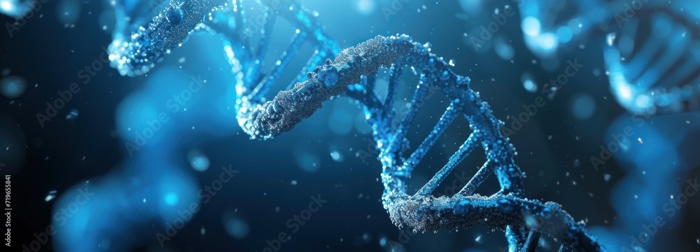 DNA Blue-Colored Double-Stranded 3D Rendering of a Model DNA Blue-Colored Double-Stranded 3D Rendering of a Model