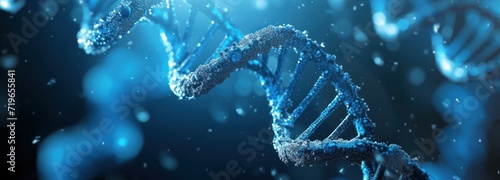 DNA Blue-Colored Double-Stranded 3D Rendering of a Model photo