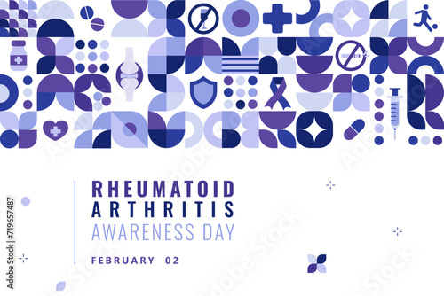 Vector Rheumatoid Arthritis Awareness Day Poster with geometric elements. Template for card, banner, poster, background