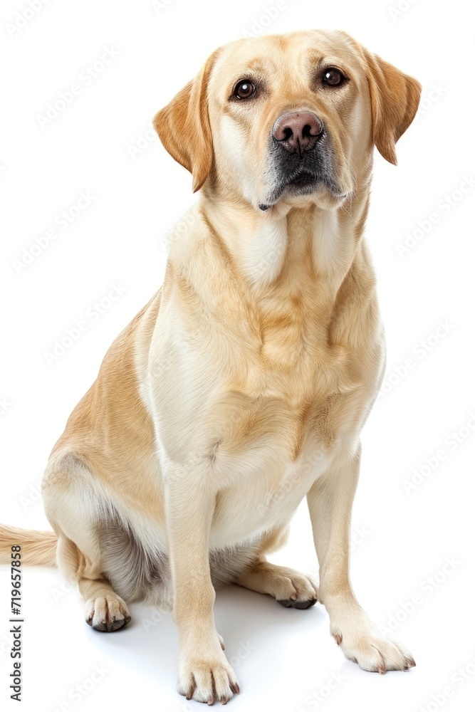 Dog Sitting on White Background, Looking at Camera Dog Sitting on White Background, Looking at Camera