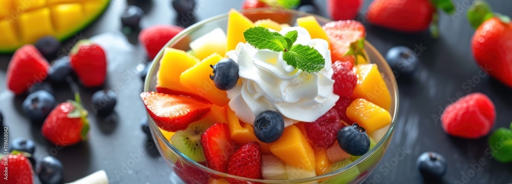 Whipped Cream Fruit Salad With Fresh Fruits