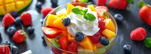 Whipped Cream Fruit Salad With Fresh Fruits