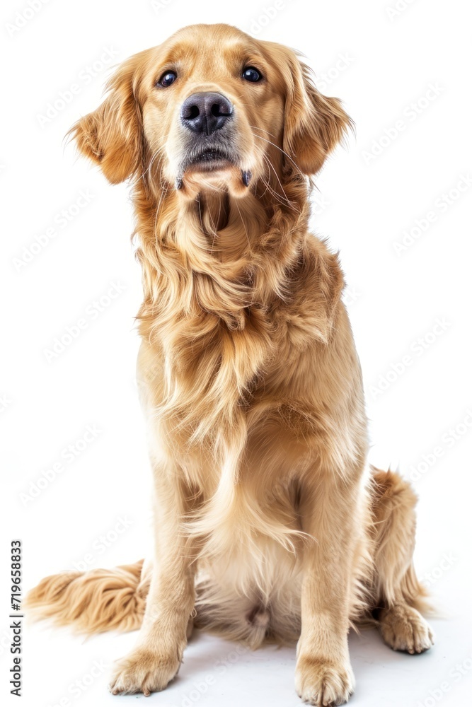Golden Retriever Dog Sitting and Gazing at the Camera