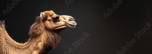 Close Up of Camel on Black Background