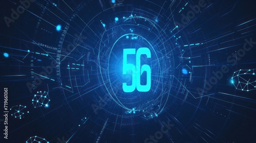 5G or 6G dot line mobile technology. Wireless data network and connection technology concept. high-speed, futuristic background. vector design
