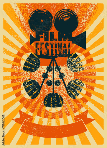 Film Festival typographical vintage grunge style poster design. Retro vector illustration.