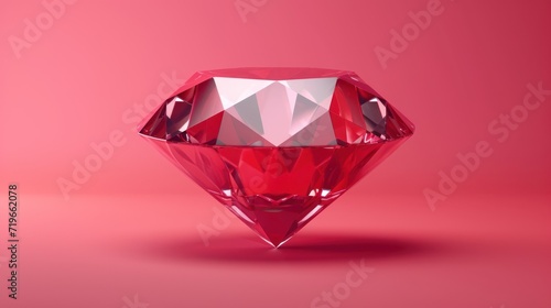 Vibrant Red Diamond on Pink Background