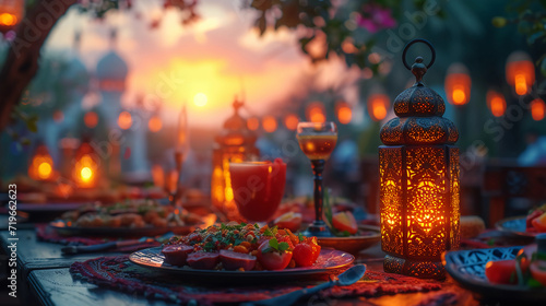 Ramadan - Kareem  lantern  family  food