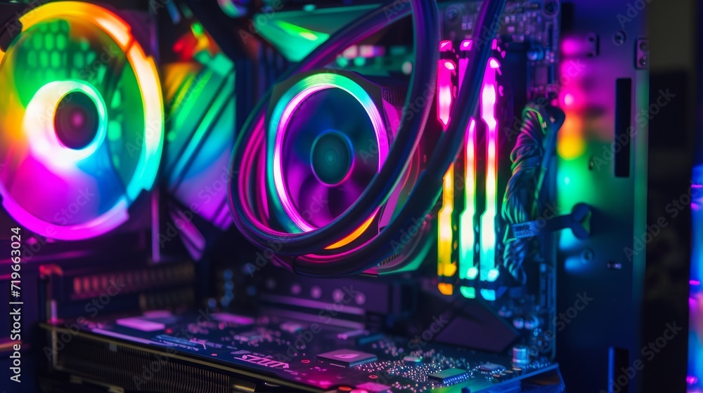 Colorful RGB Led Lights of Gaming Computer Cooler and Fan