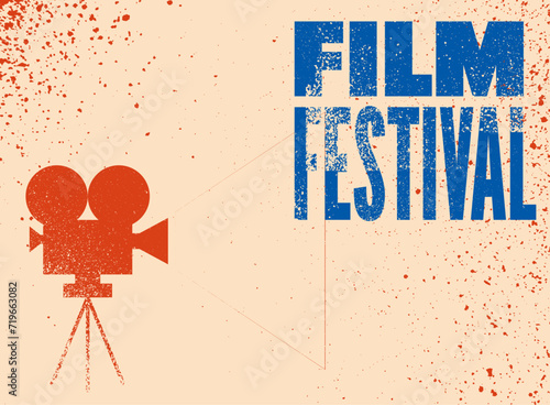 Film Festival typographical vintage grunge style poster design. Retro vector illustration.