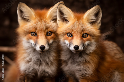 "Enchanting Encounter: Close-Up of Red Foxes in Natural Light"
