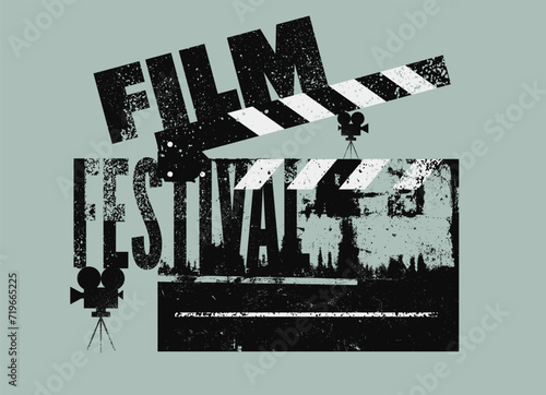 Film Festival typographical vintage grunge style poster design. Retro vector illustration.