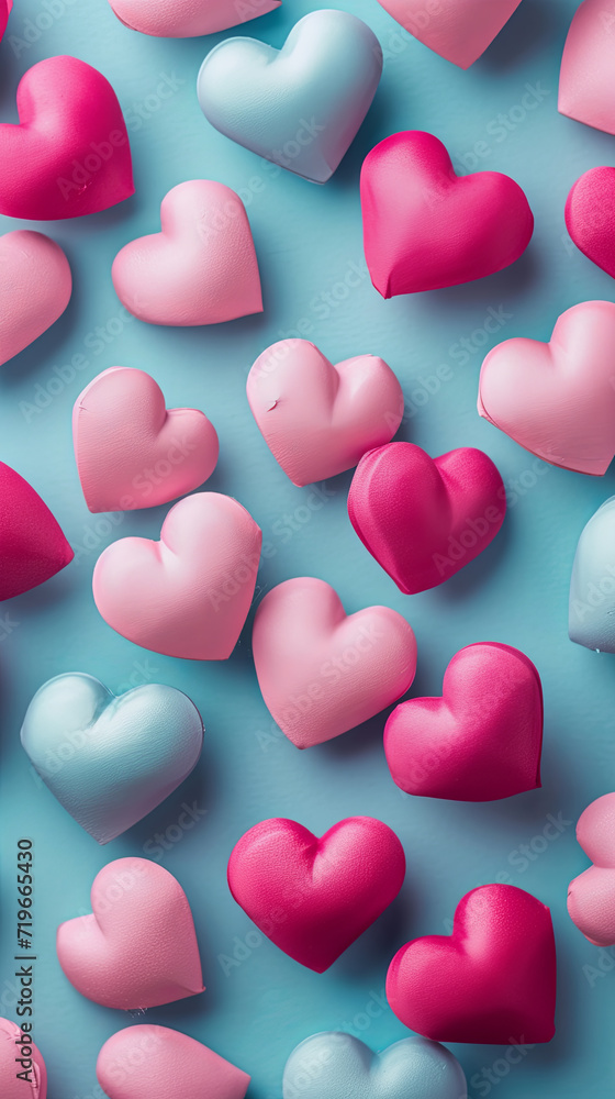 Hearts wallpaper, knolling, oblique - Valentine day concept