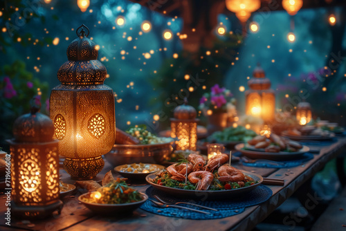 Ramadan - Kareem  lantern  family  food