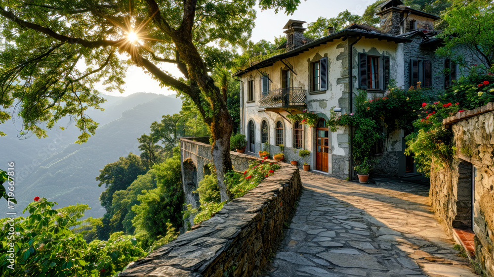 Rural Surroundings Village Castle Landscape in the Alps in Switzerland Austria Italy Bavaria Peace and Quiet Wallpaper Digital Art Magazine Background Poster