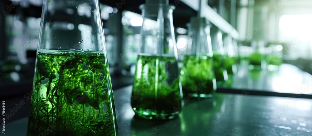 Photobioreactor in laboratory of algae fuel biofuel industry project ...