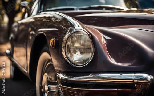 Closeup on a vintage car parked at outdoor parking lot © julien.habis