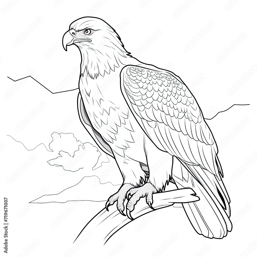 Fototapeta premium Coloring book for children depicting abald eagle