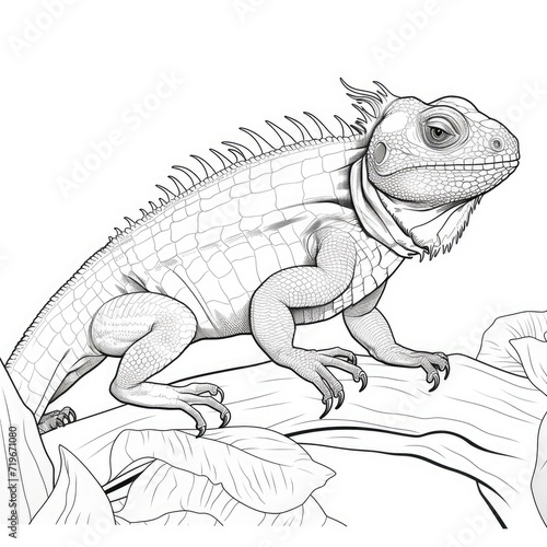 Coloring book for children depicting abasilisk lizard