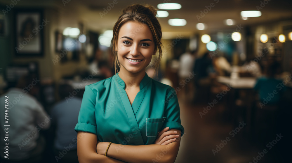 girl working in a hospital, smiling, nurse girl working in a hospital, smiling, nurse