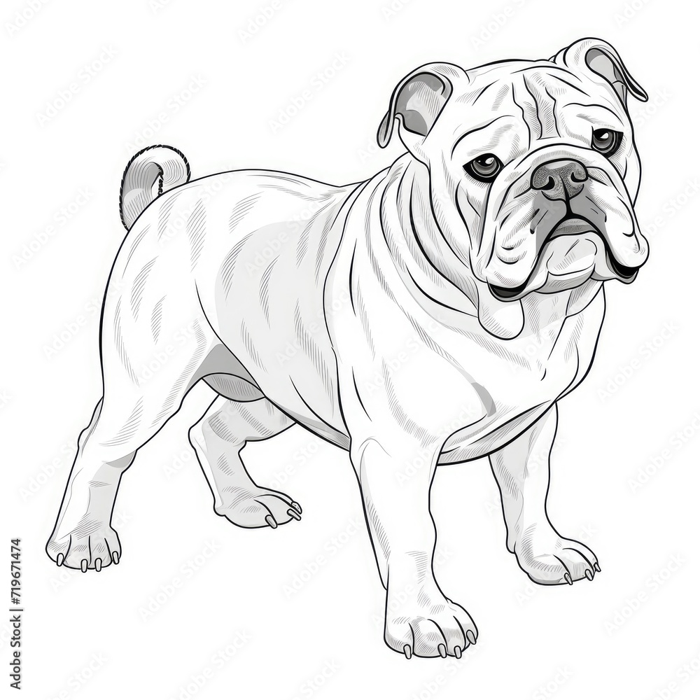 Coloring book for children depicting abulldog