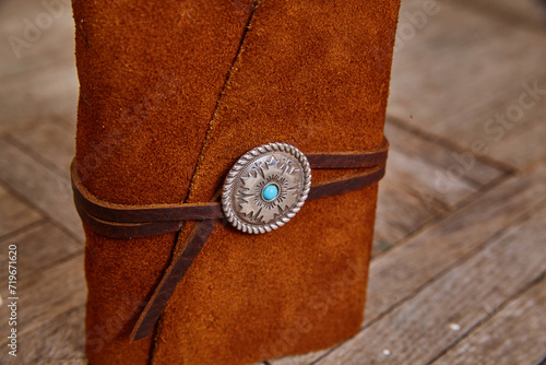 Brown Suede with Silver Turquoise Concho Detail and Craftsmanship photo