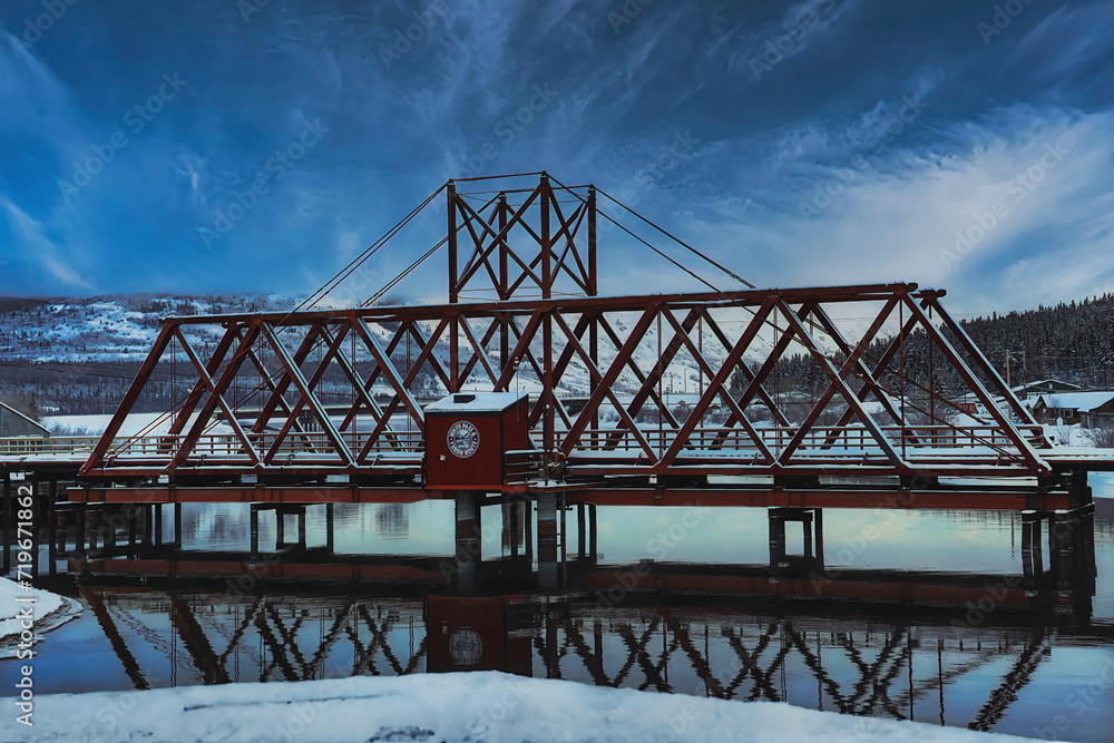 Carcross bridge. It is a new and modern bridge that replaced the old wooden bridge that was built in 1905