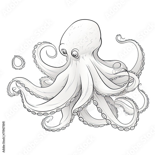 Coloring book for children depicting acommon octopus photo