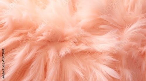 Peach feather texture background. Fashionable trendy color. Concept of Softness, Comfort and Luxury. Perfect for a backdrop, Fashion, Textile, Interior Design. Furry surface. © Jafree