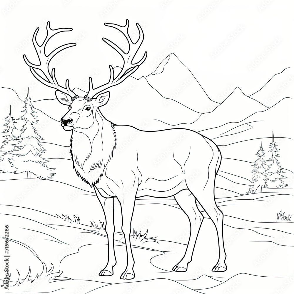 Fototapeta premium Coloring book for children depicting aelk