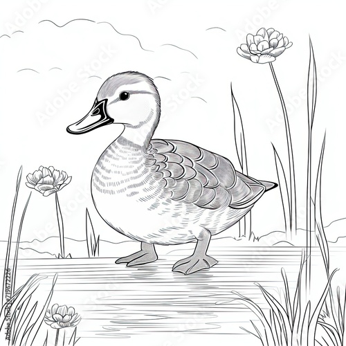 Coloring book for children depicting aduck photo