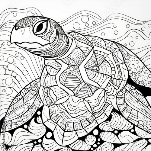 Coloring book for children depicting amap turtle