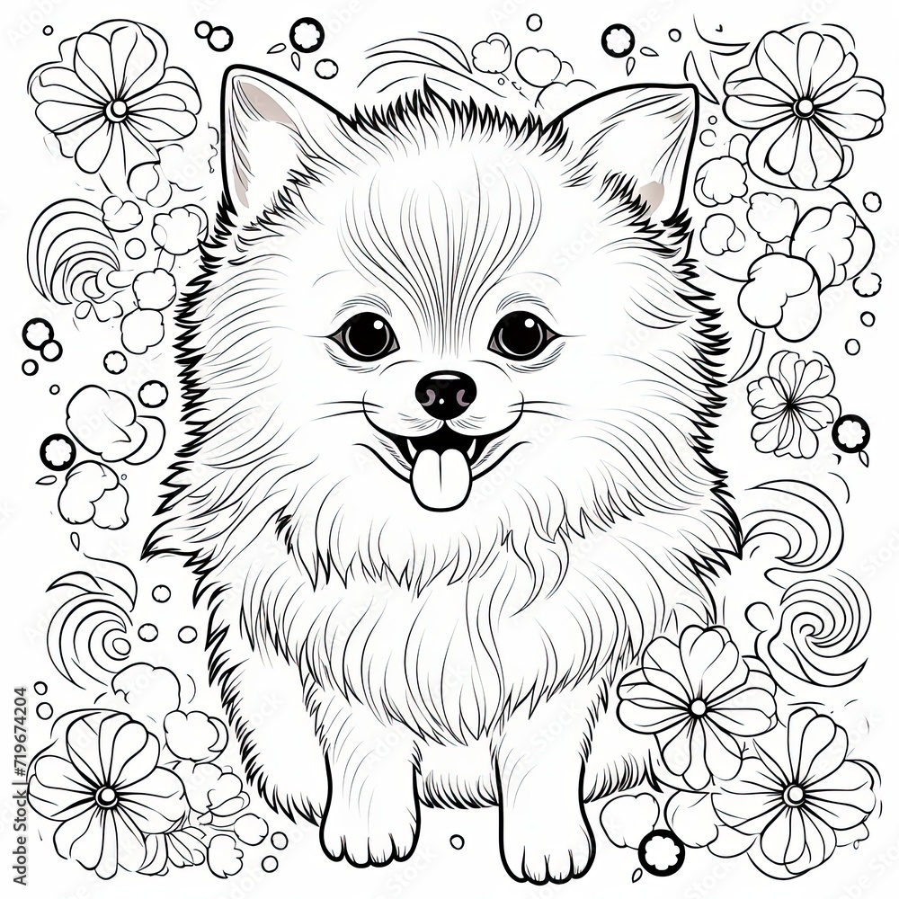 Obraz premium Coloring book for children depicting apomeranian