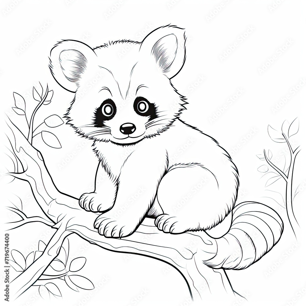 Obraz premium Coloring book for children depicting ared panda